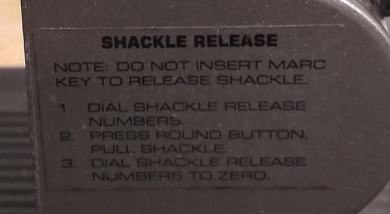 Shackle release instructions